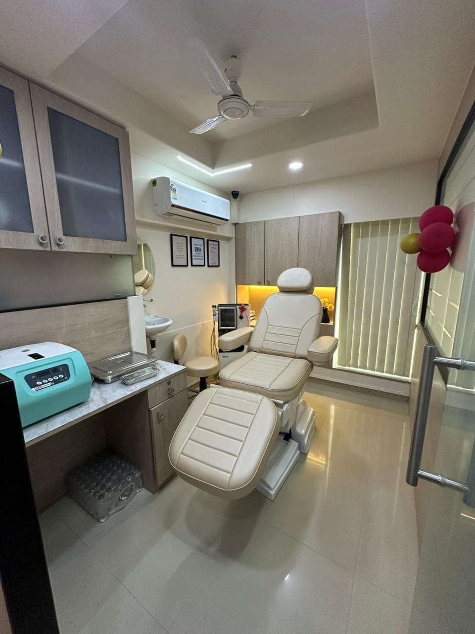 Dermatology treatment room with modern equipment